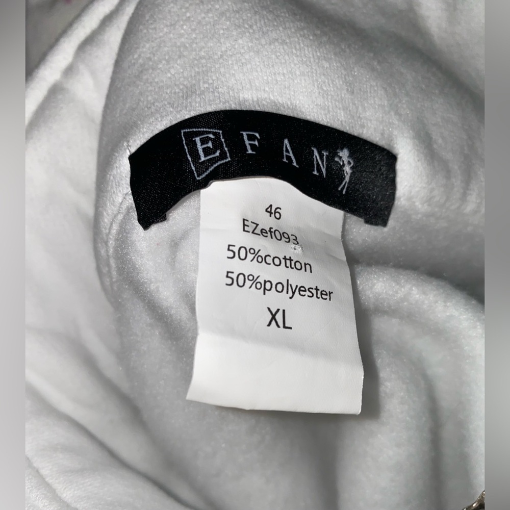 E FAN Women's White Oversized Half-Zip Cropped Pullover Sweatshirt XL - Picture 7 of 8